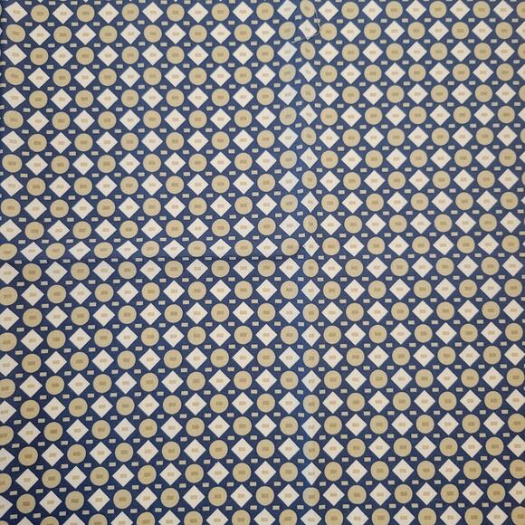 Cotton Fabric Navy Tan Geometric Circles Diamonds 18" x 43" Richloom MMX - Picture 9 of 9